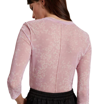 Pale Pink - Back - Ted Baker Womens-Ladies Printed Mesh Slim T-Shirt