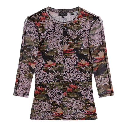 Black - Front - Ted Baker Womens-Ladies Printed Mesh Slim T-Shirt