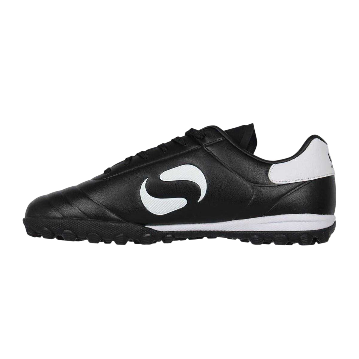 Black-White - Side - Sondico Childrens-Kids Strike Astro Turf Trainers