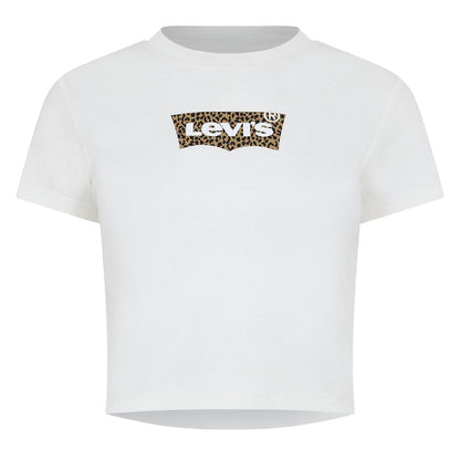 White - Front - Levis Womens-Ladies Leopard Print Boxy T-Shirt