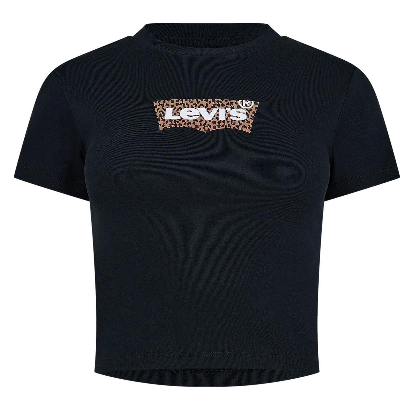 Black - Front - Levis Womens-Ladies Leopard Print Boxy T-Shirt