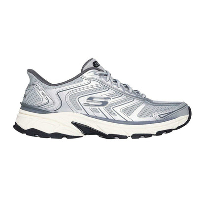Slate-Grey - Front - Skechers Mens Mesh Lace Up Trainers