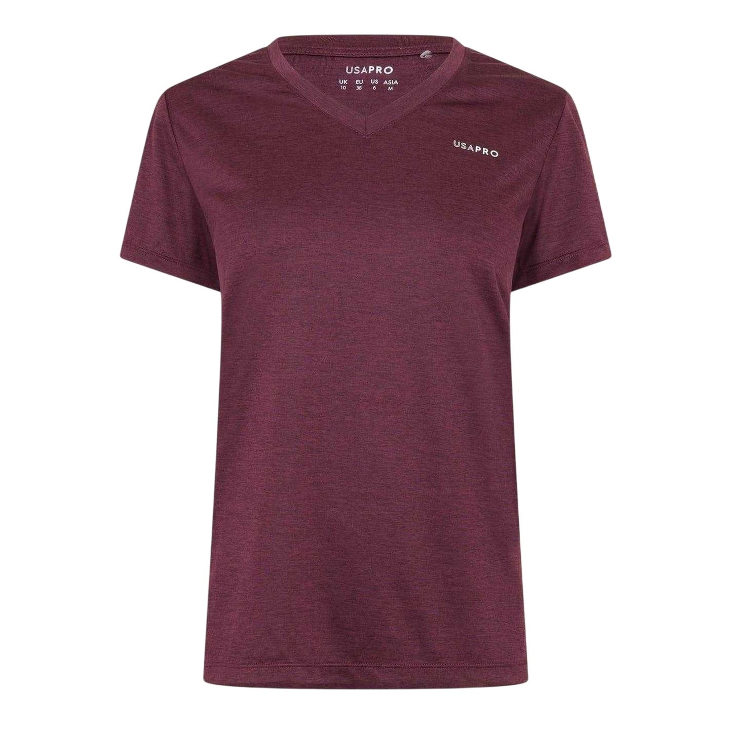 Dark Cherry - Front - USA Pro Womens-Ladies Plain V Neck T-Shirt