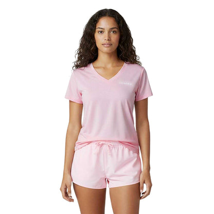 Light Pink - Side - USA Pro Womens-Ladies Plain V Neck T-Shirt