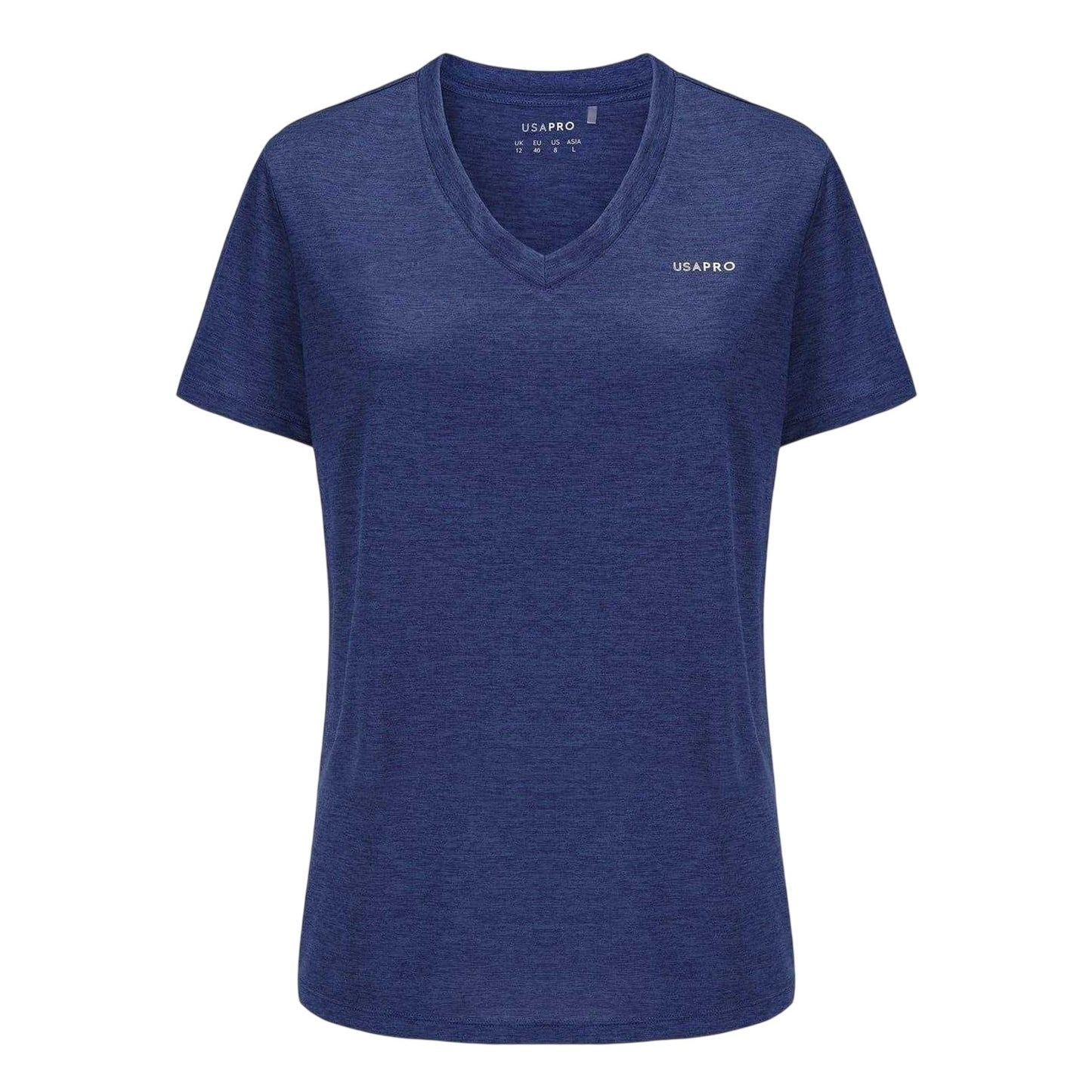 Navy - Front - USA Pro Womens-Ladies Plain V Neck T-Shirt