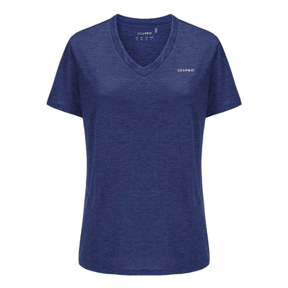 Navy - Front - USA Pro Womens-Ladies Plain V Neck T-Shirt