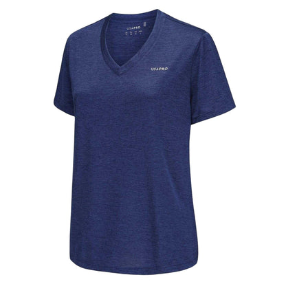 Navy - Side - USA Pro Womens-Ladies Plain V Neck T-Shirt