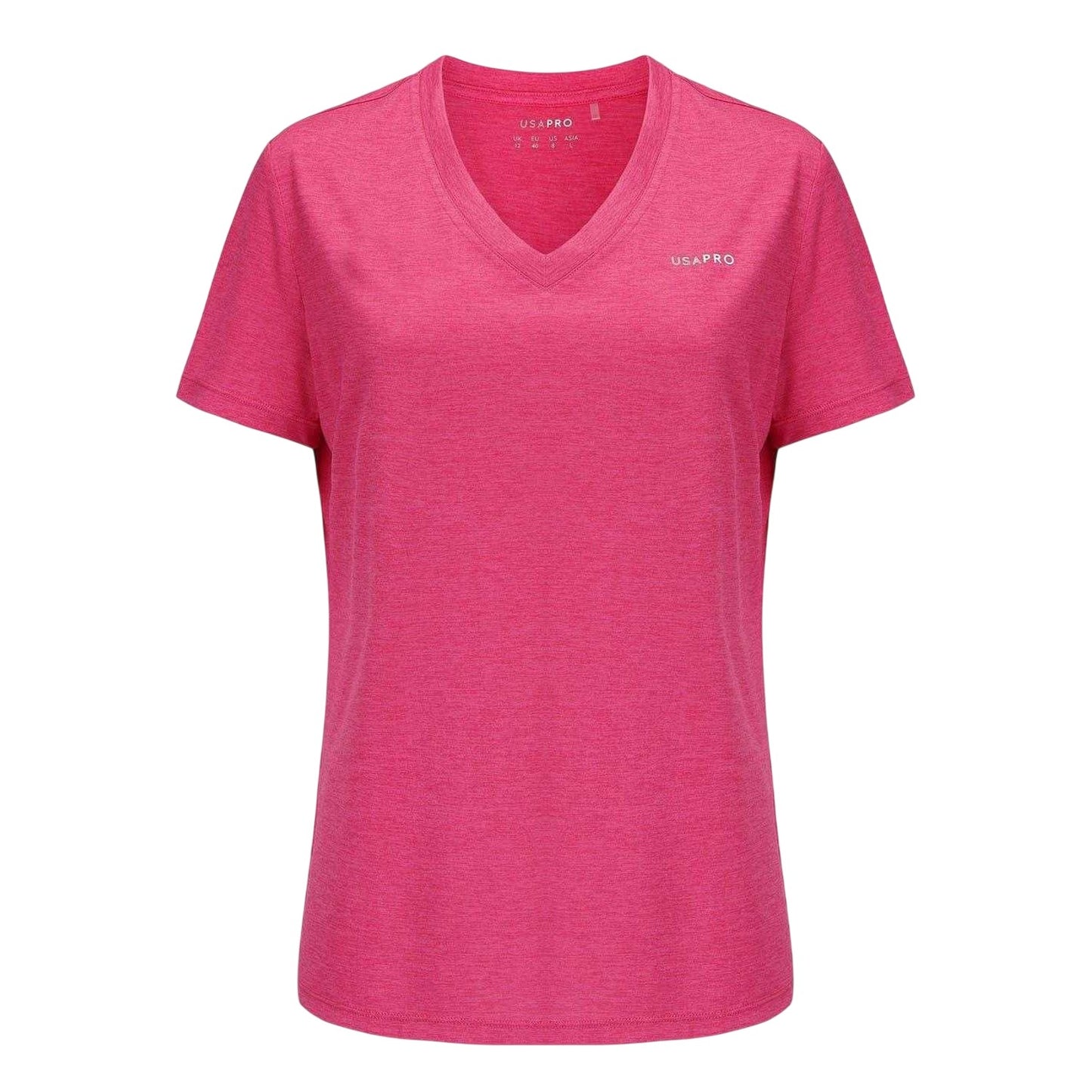 Bright Pink - Front - USA Pro Womens-Ladies Plain V Neck T-Shirt