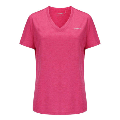 Bright Pink - Front - USA Pro Womens-Ladies Plain V Neck T-Shirt