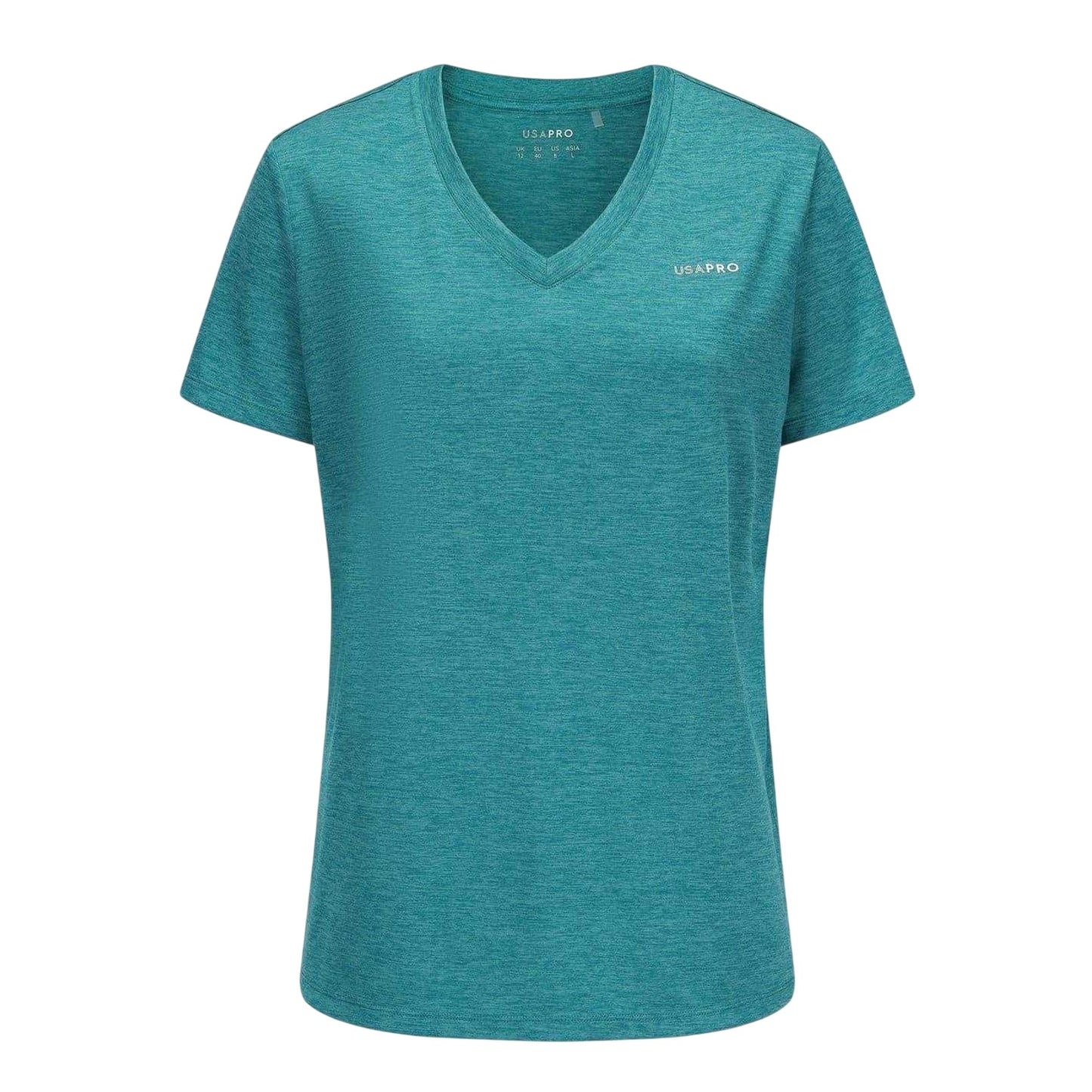 Teal - Front - USA Pro Womens-Ladies Plain V Neck T-Shirt