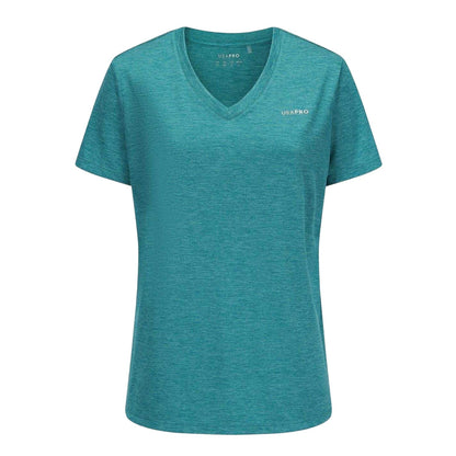 Teal - Front - USA Pro Womens-Ladies Plain V Neck T-Shirt