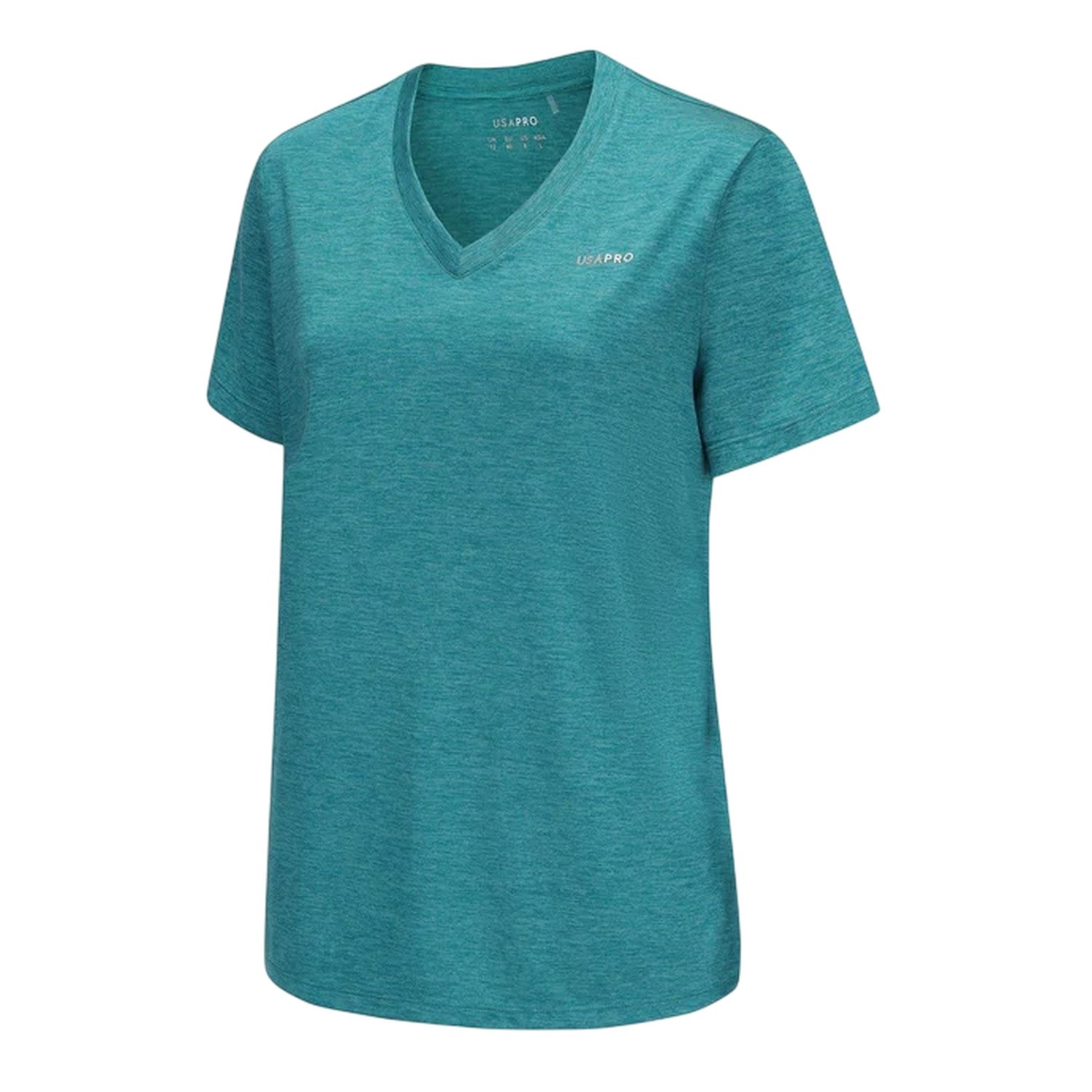 Teal - Side - USA Pro Womens-Ladies Plain V Neck T-Shirt