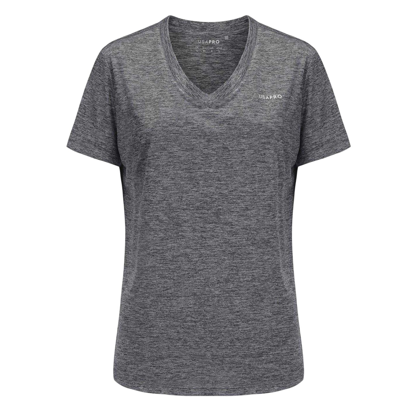 Charcoal - Front - USA Pro Womens-Ladies Plain V Neck T-Shirt