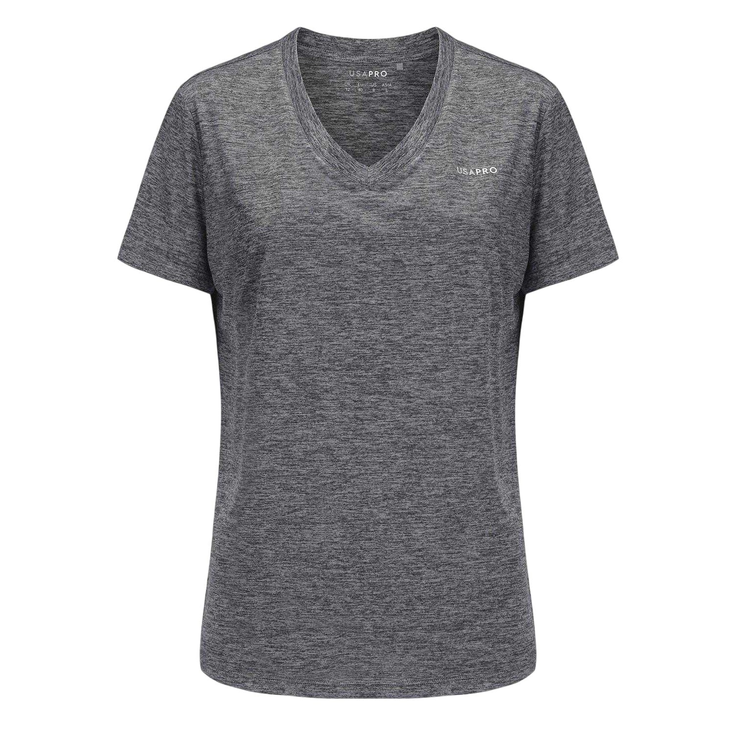 Charcoal - Front - USA Pro Womens-Ladies Plain V Neck T-Shirt