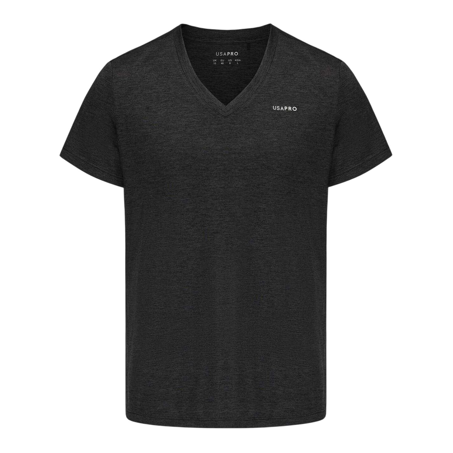 Black - Front - USA Pro Womens-Ladies Plain V Neck T-Shirt