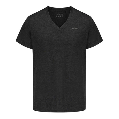 Black - Front - USA Pro Womens-Ladies Plain V Neck T-Shirt