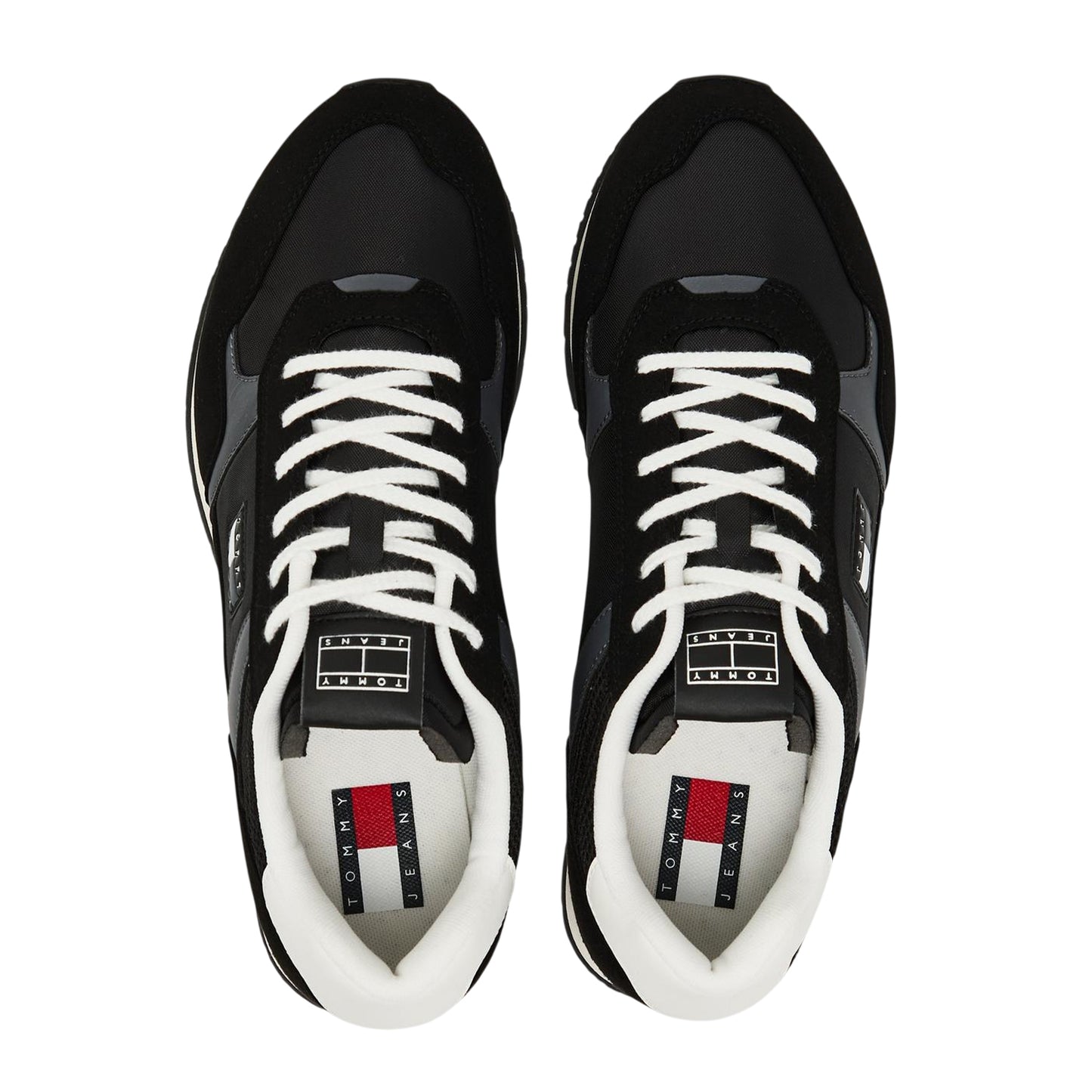 Black - Side - Tommy Jeans Mens Round Toe Running Trainers