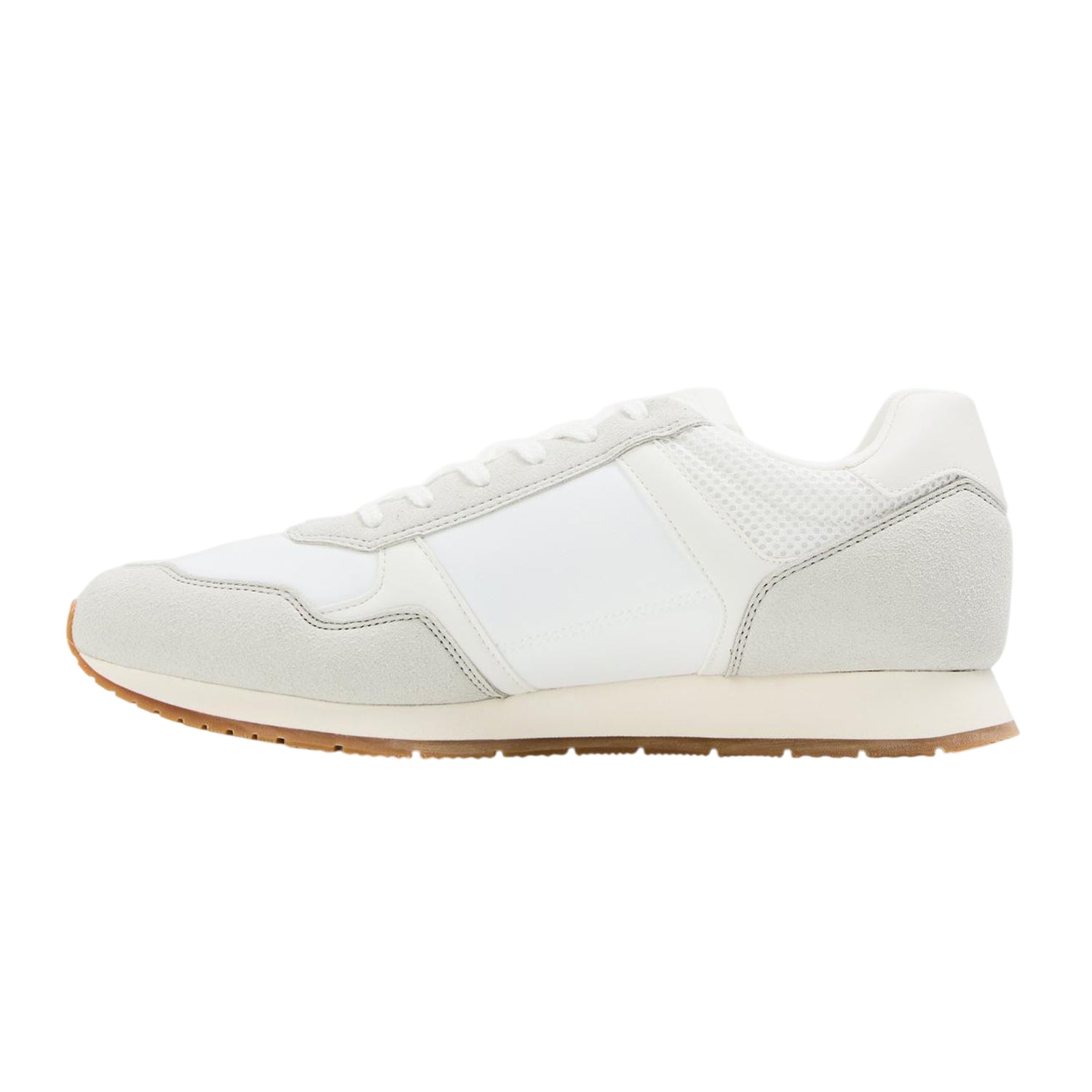 Ecru - Back - Tommy Jeans Mens Round Toe Running Trainers