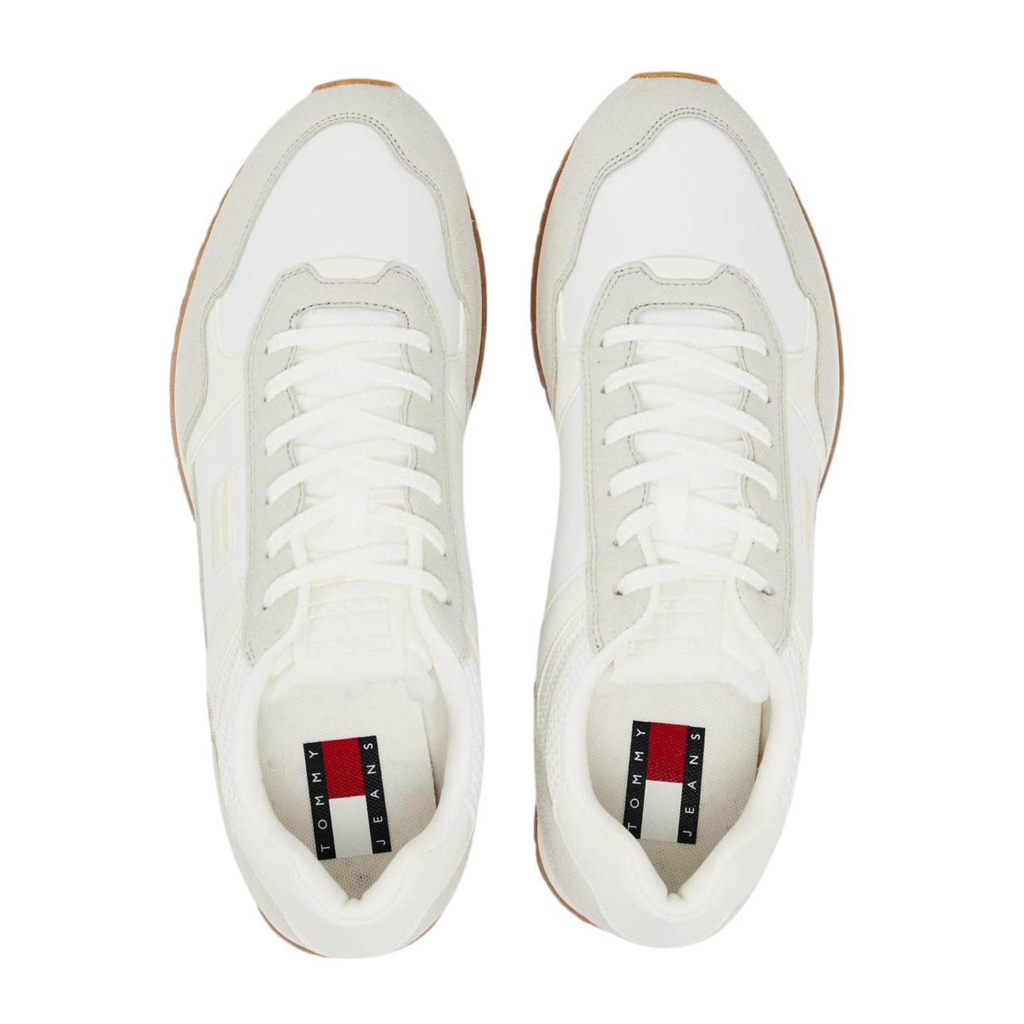 Ecru - Side - Tommy Jeans Mens Round Toe Running Trainers