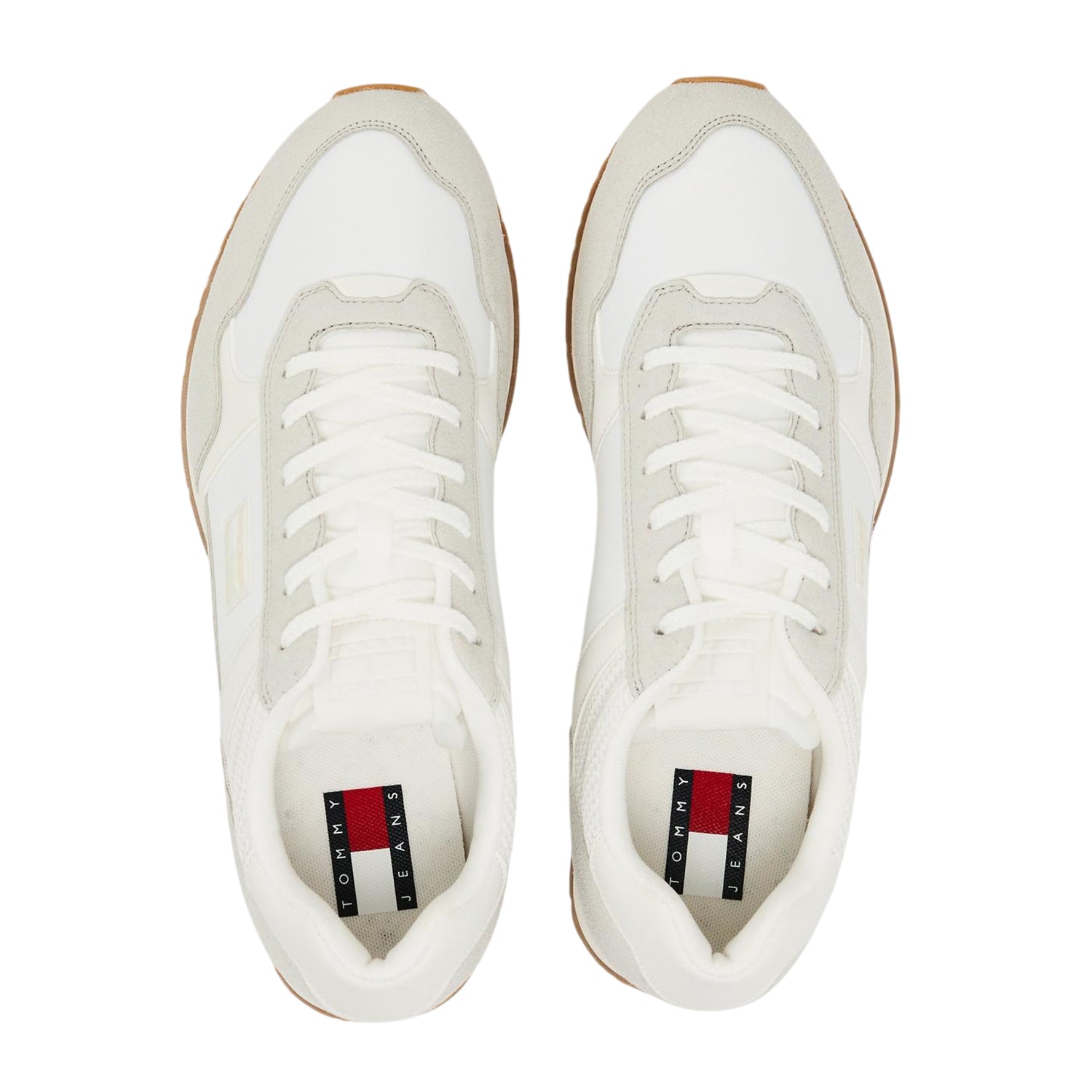 Ecru - Side - Tommy Jeans Mens Round Toe Running Trainers