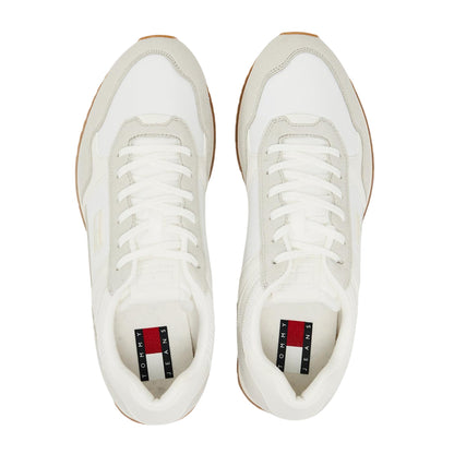Ecru - Side - Tommy Jeans Mens Round Toe Running Trainers