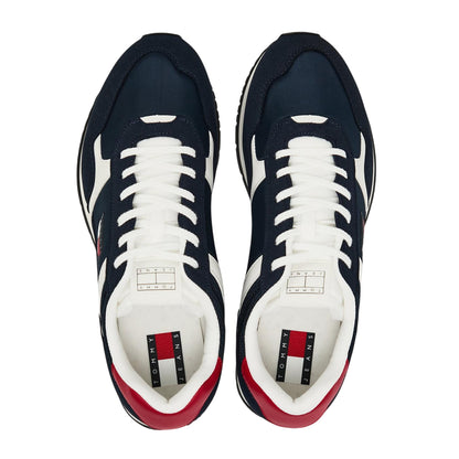 Night-Navy-White - Side - Tommy Jeans Mens Round Toe Running Trainers