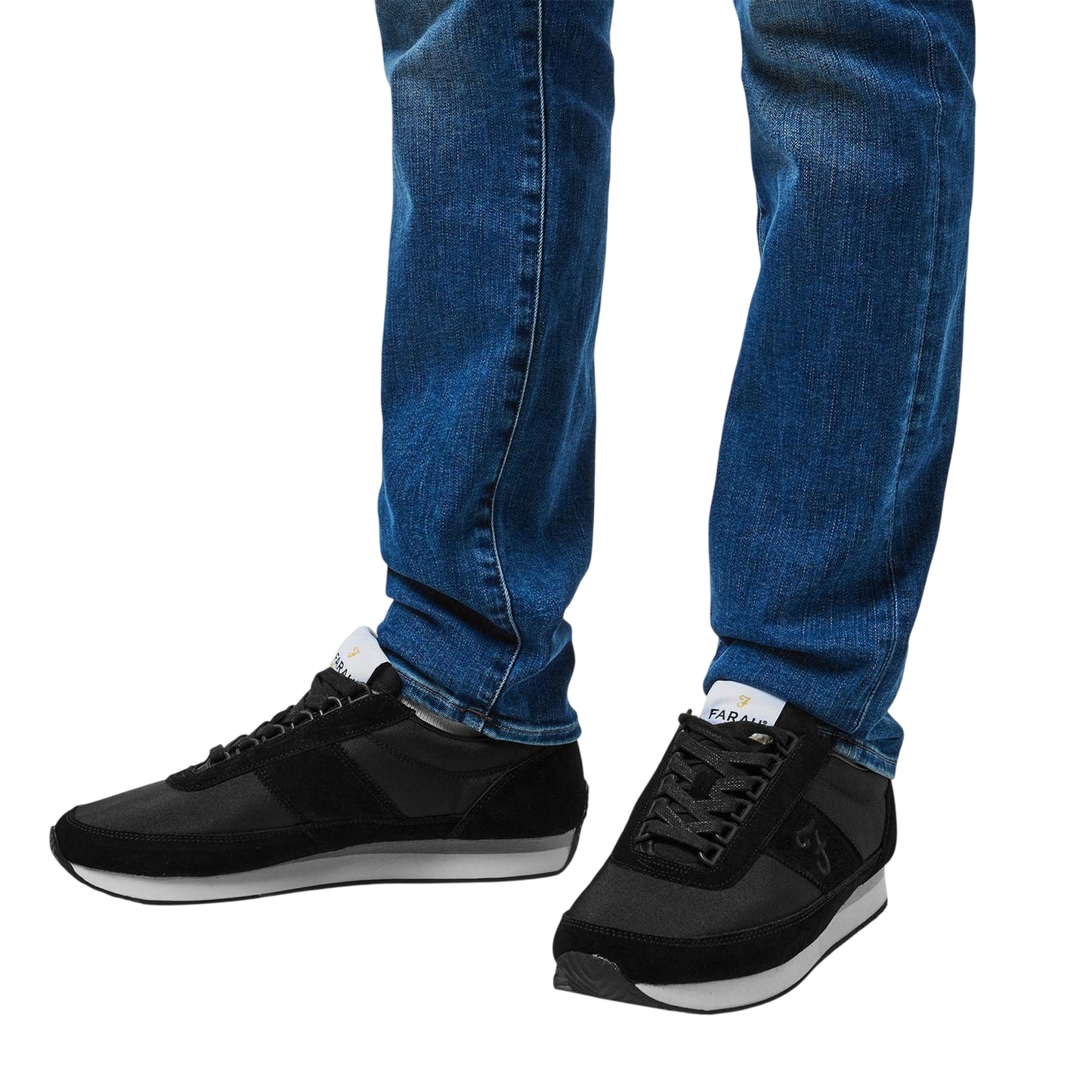 Black - Lifestyle - Farah Mens Darton Dual Fabric Trainers