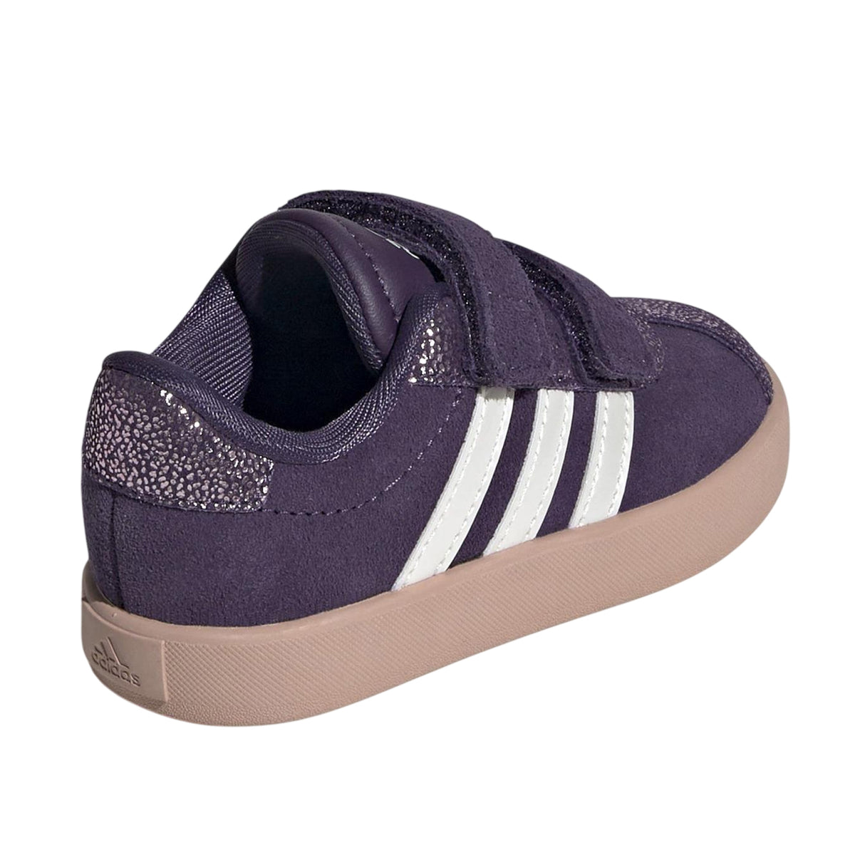 Plum - Back - Adidas Childrens-Kids VL Court 3.0 Stripes Round Toe Trainers