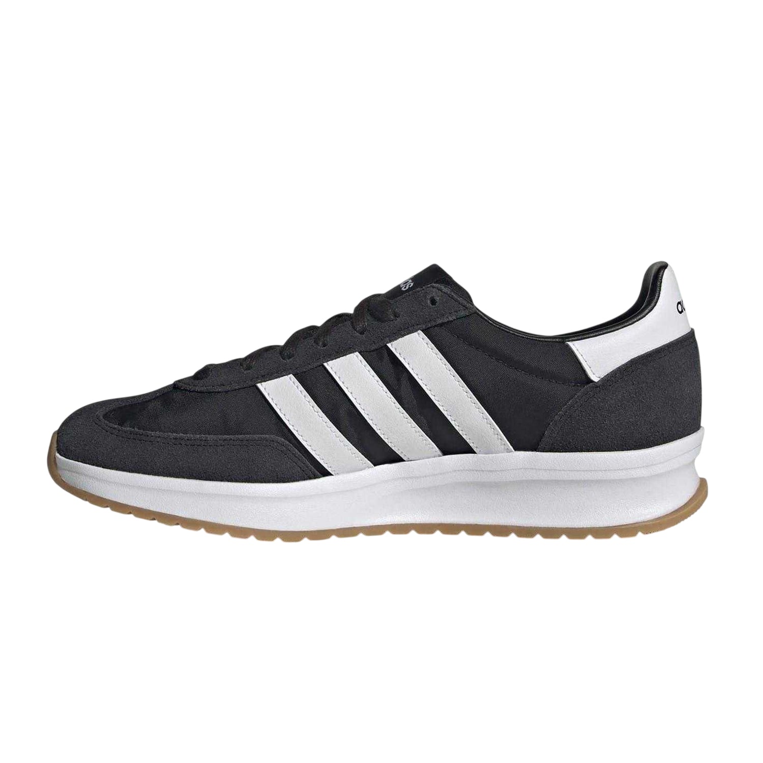 Black-White - Side - Adidas Mens Run 70s 2.0 Stripes Leather Trainers