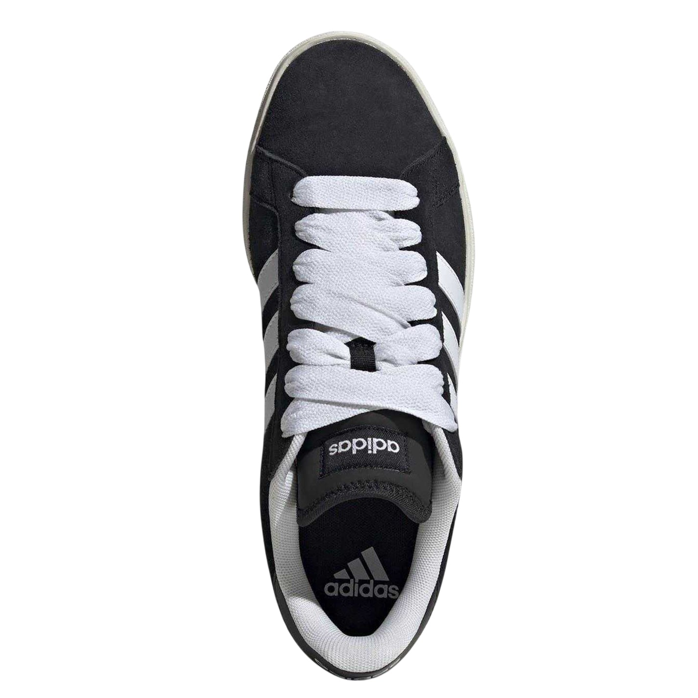 Black-White - Lifestyle - Adidas Mens Grand Court 3 Stripes Suede Flat Trainers