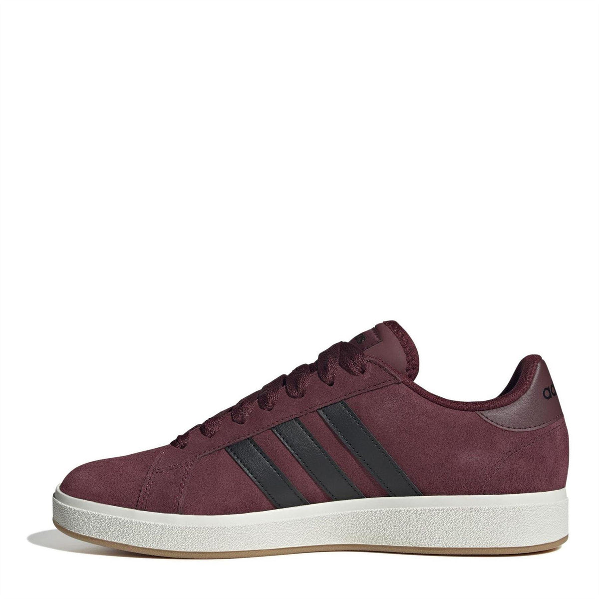 Red-Black-White - Back - Adidas Mens Grand Court 3 Stripes Suede Flat Trainers