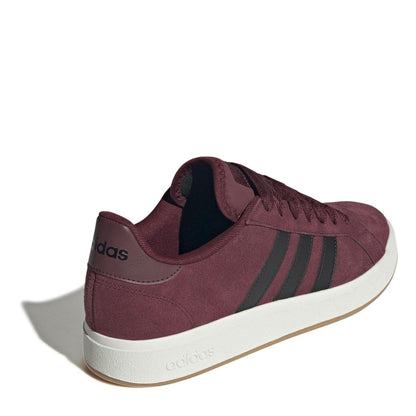 Red-Black-White - Lifestyle - Adidas Mens Grand Court 3 Stripes Suede Flat Trainers