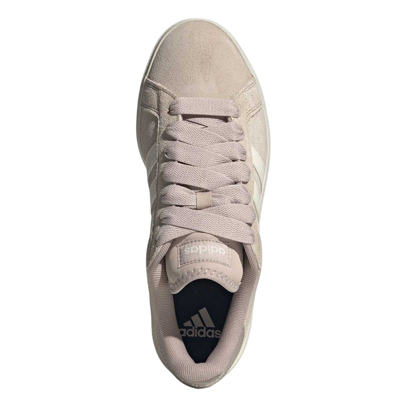 Taupe-White - Lifestyle - Adidas Mens Grand Court 3 Stripes Suede Flat Trainers