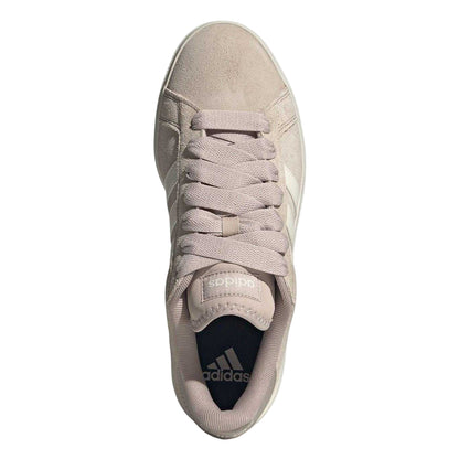 Taupe-White - Lifestyle - Adidas Mens Grand Court 3 Stripes Suede Flat Trainers