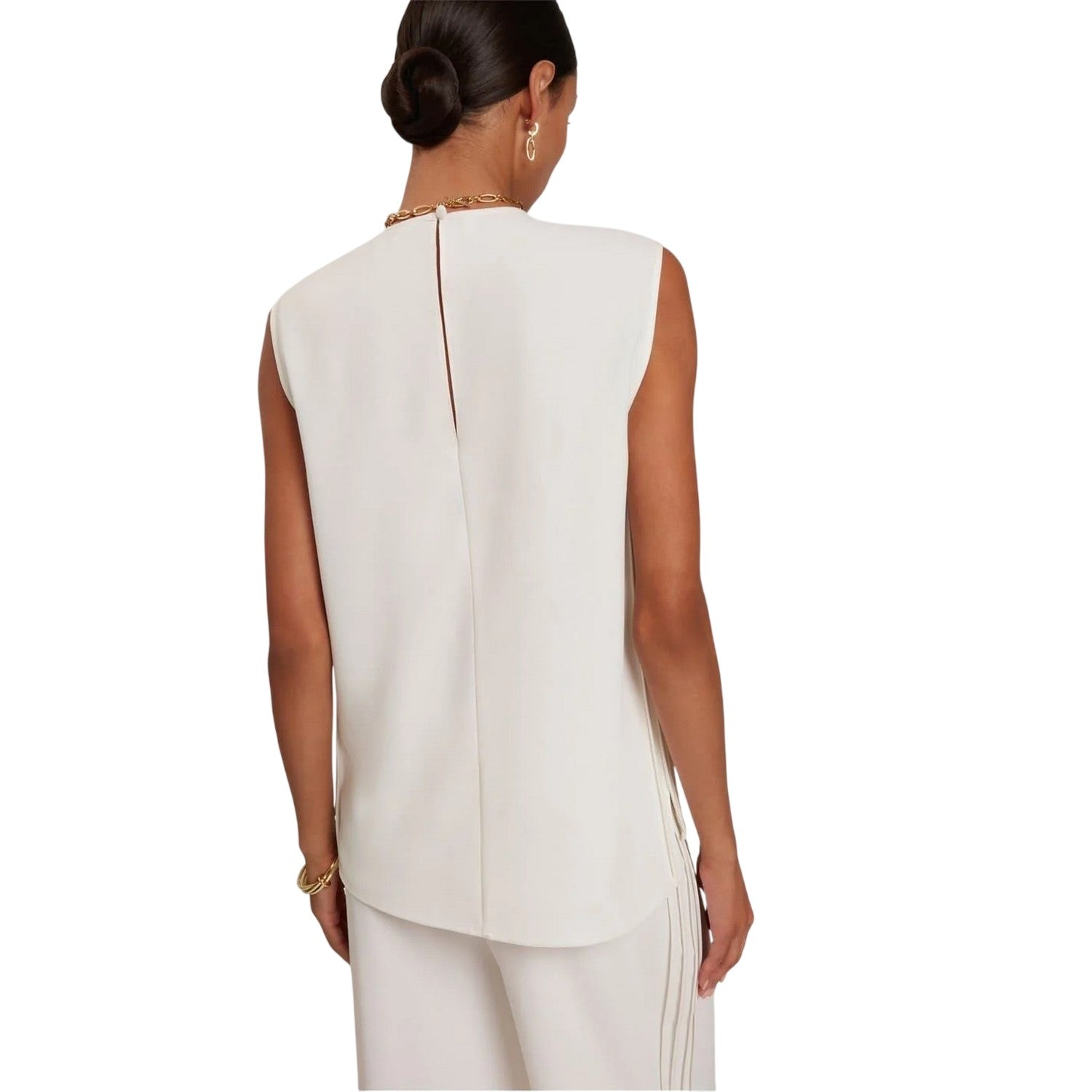 Ivory - Back - Ted Baker Womens-Ladies Plain Sleeveless Shirt