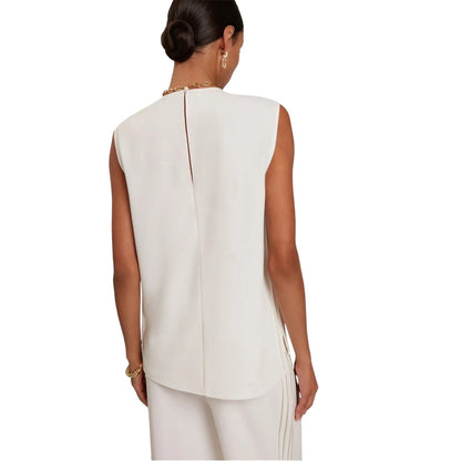 Ivory - Back - Ted Baker Womens-Ladies Plain Sleeveless Shirt