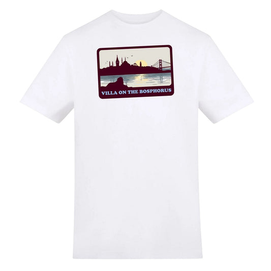 White - Front - AWD Unisex Adult Villa on the Bosphorus Skyline T-Shirt