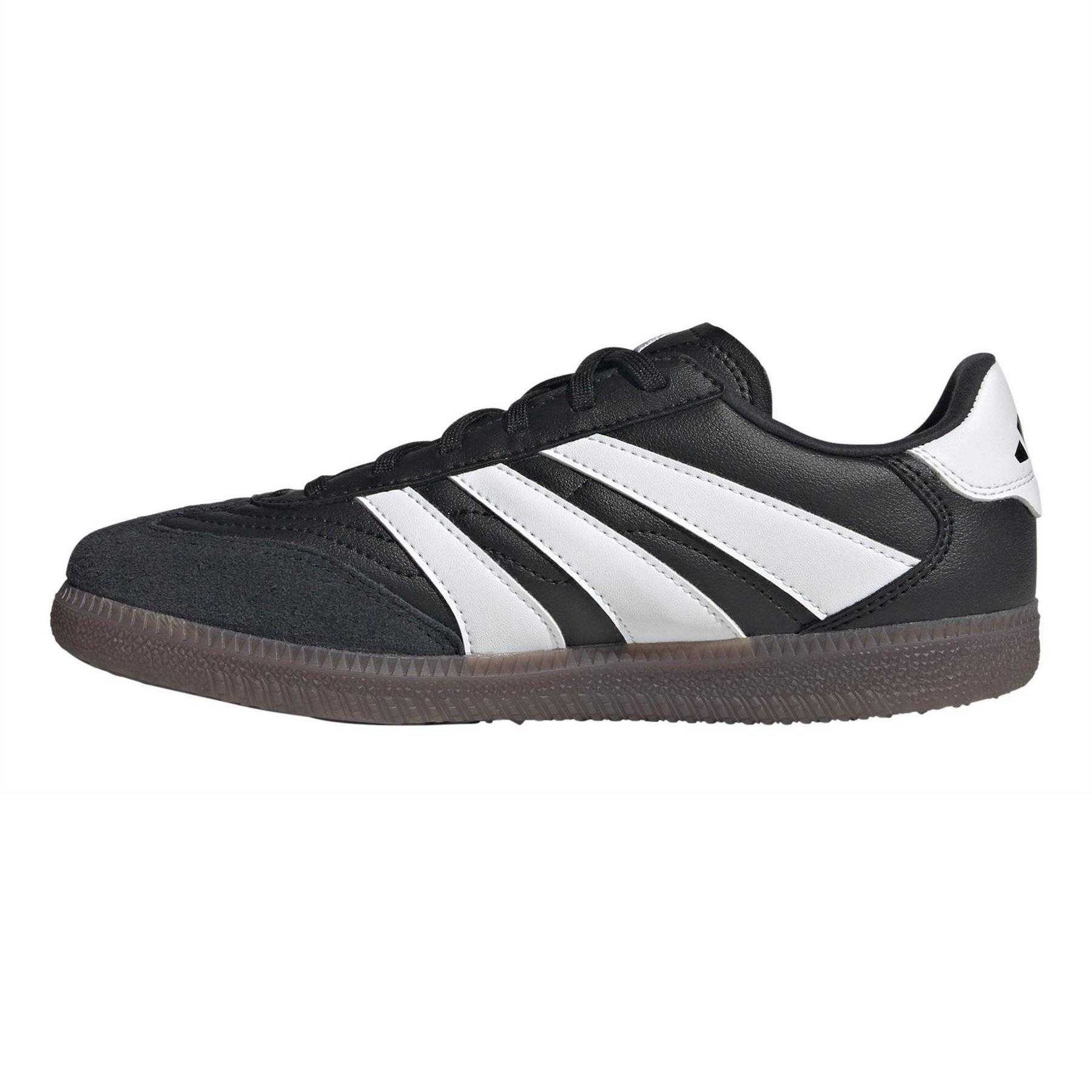 Core Black - Side - Adidas Childrens-Kids Predator Suede Indoor Football Shoes