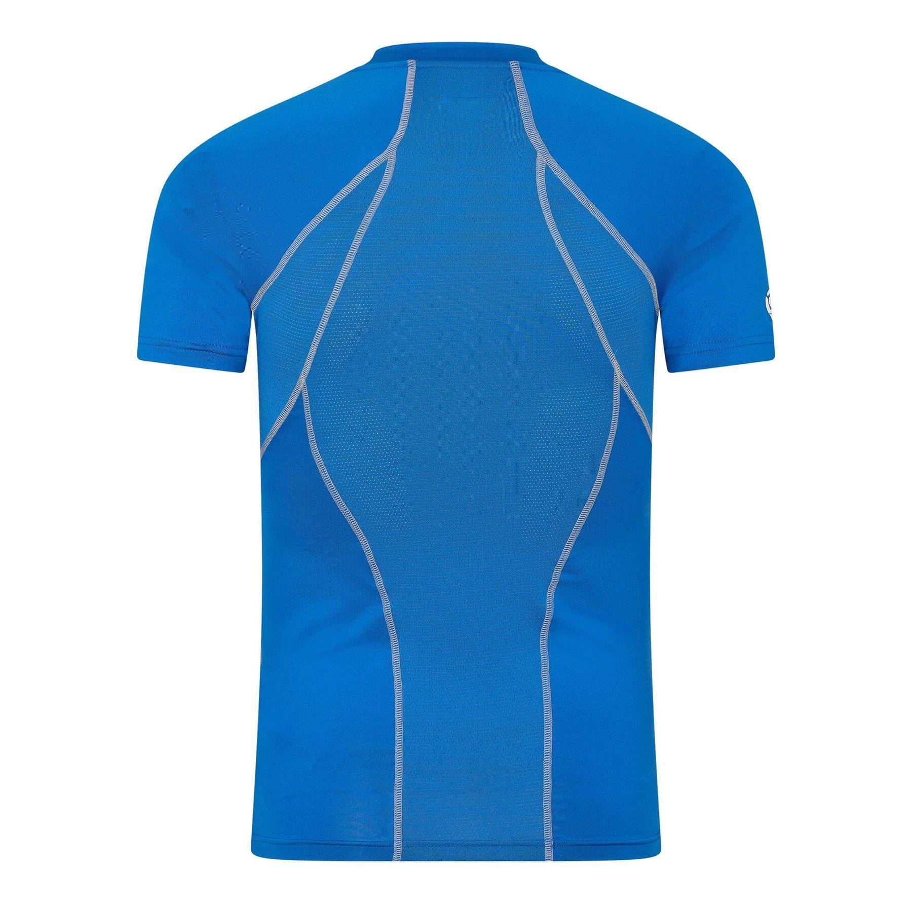Blue - Back - Skins Mens Carbonyte Contrast Detail Base Layer Top