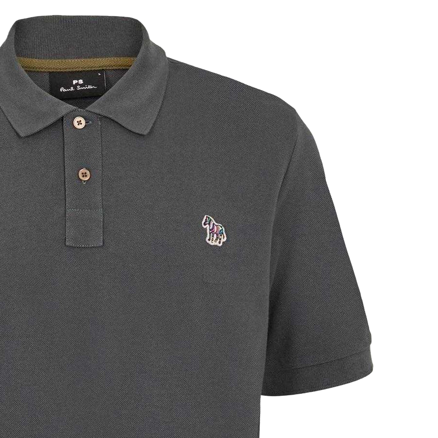 Grey - Side - Paul Smith Mens Zebra Regular Polo Shirt