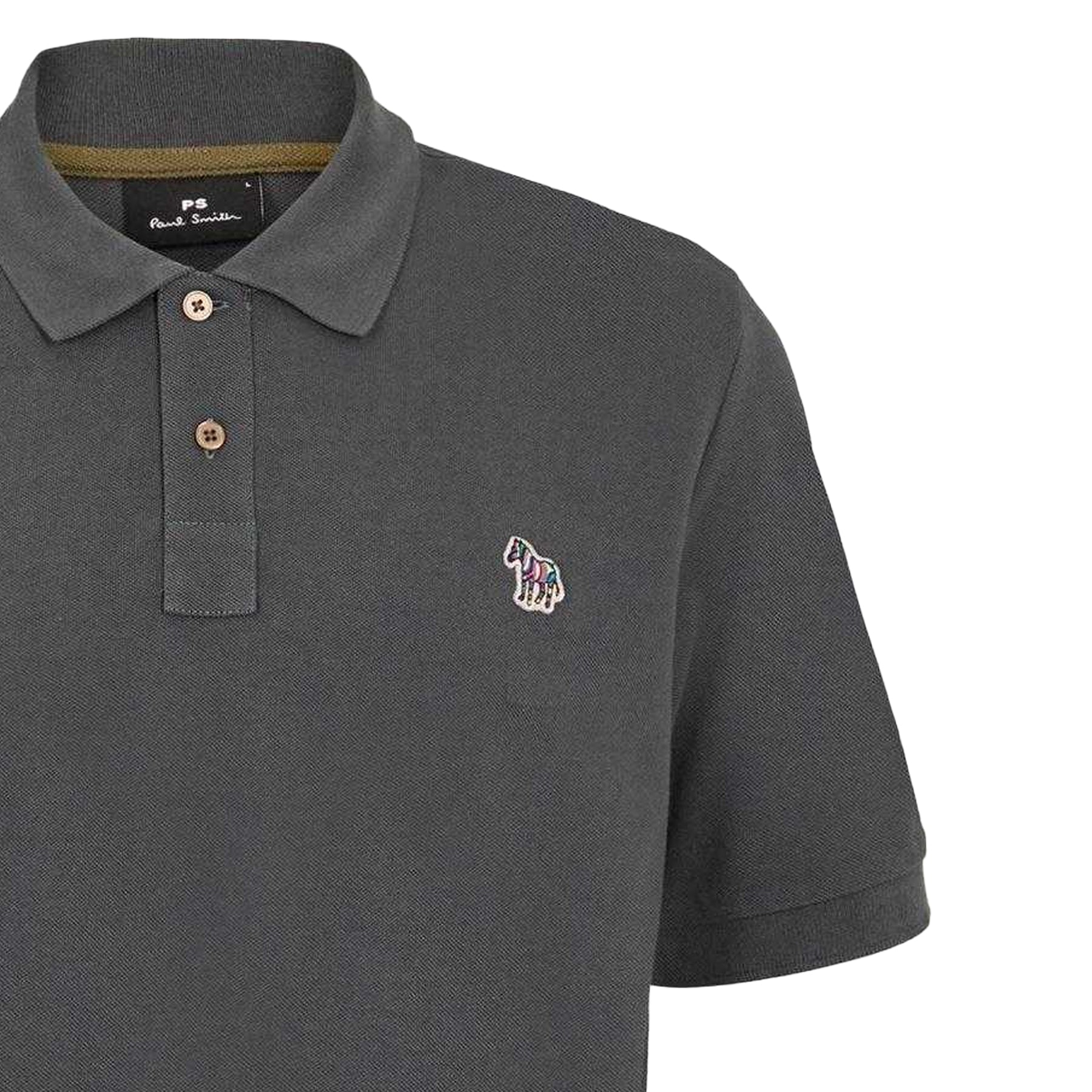 Grey - Side - Paul Smith Mens Zebra Regular Polo Shirt