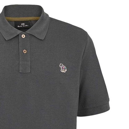 Grey - Side - Paul Smith Mens Zebra Regular Polo Shirt