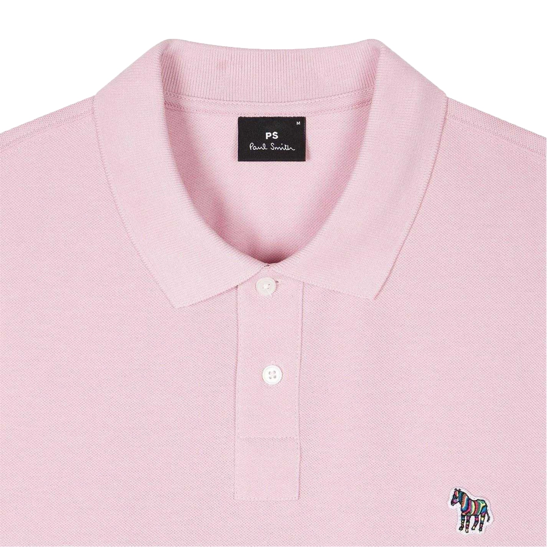 Pink - Side - Paul Smith Mens Zebra Regular Polo Shirt