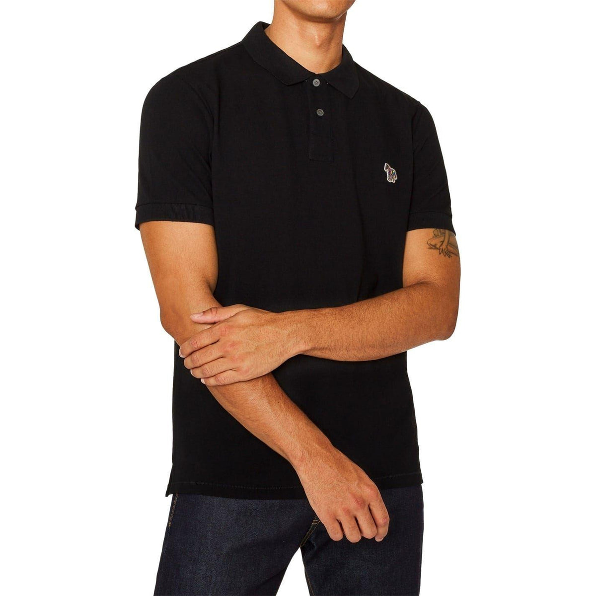 Black - Front - Paul Smith Mens Zebra Regular Polo Shirt