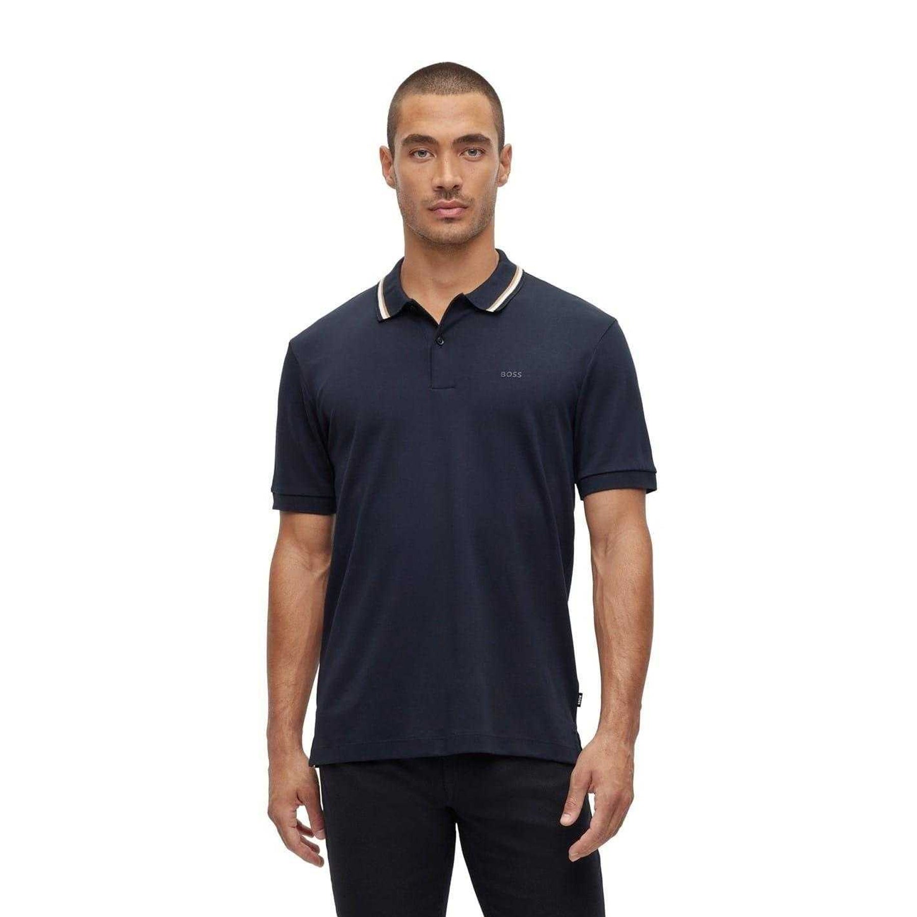 Navy - Side - Boss Mens Penrose 38 Polo Shirt