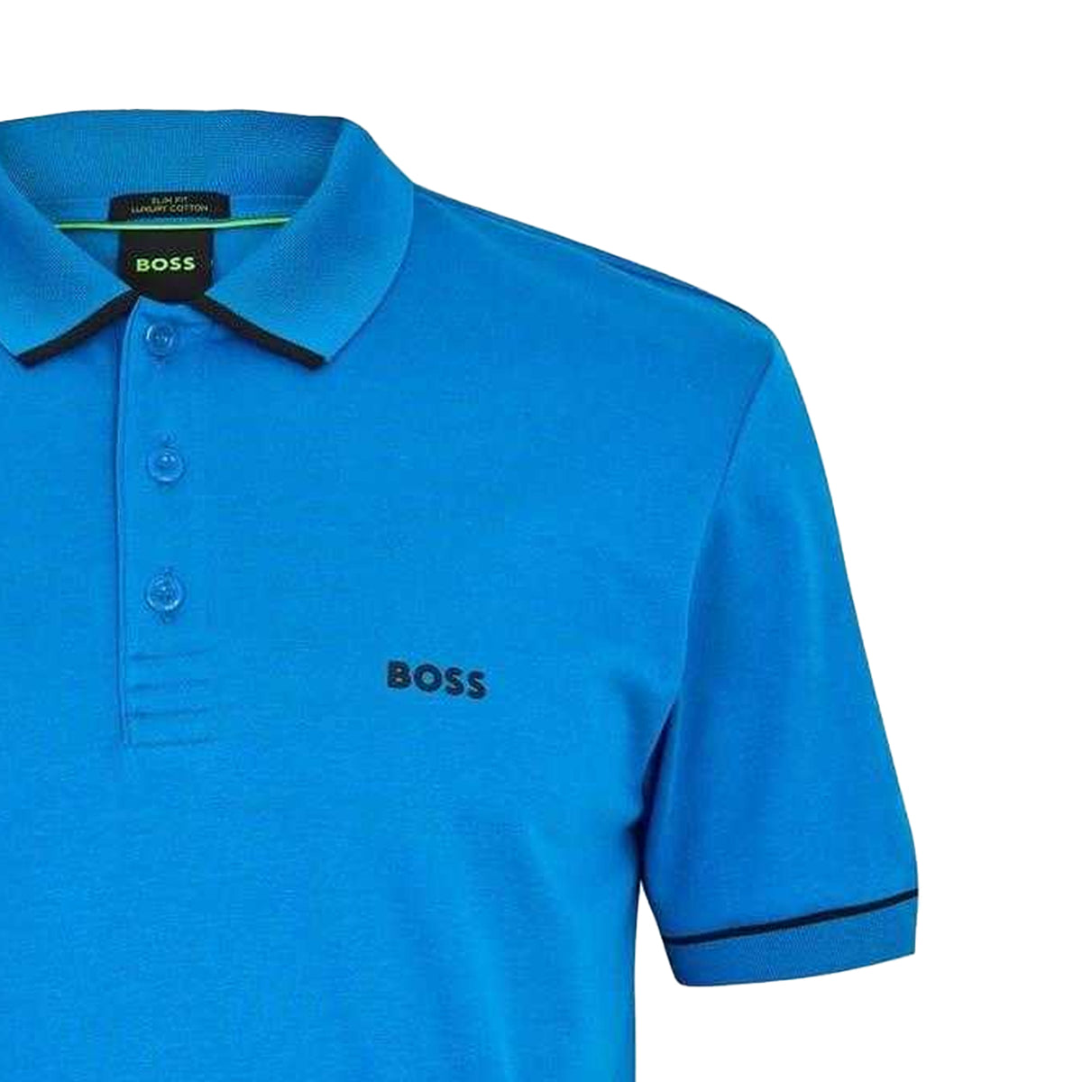 Blue - Side - Boss Mens Paule Short-Sleeved Polo Shirt