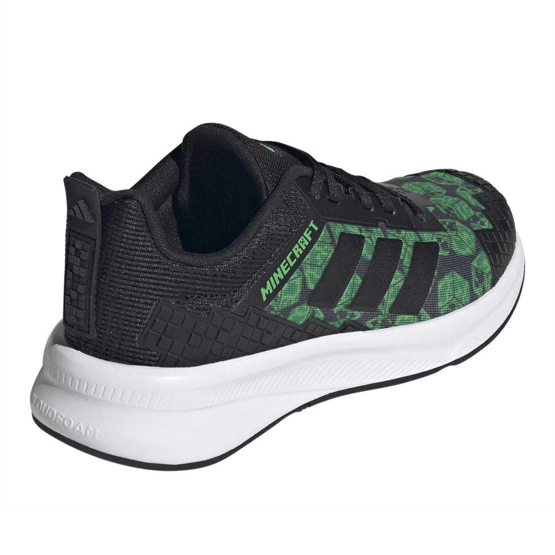 Black-Green - Back - Adidas Childrens-Kids Minecraft Trainers