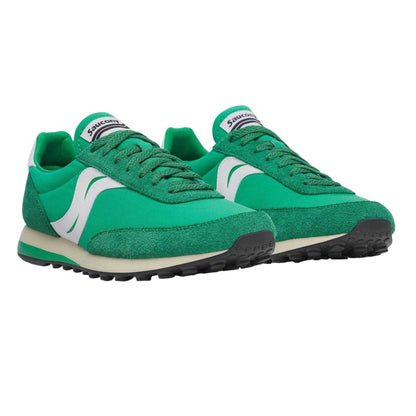 Green - Pack Shot - Saucony Womens-Ladies 80 Suede Trainers