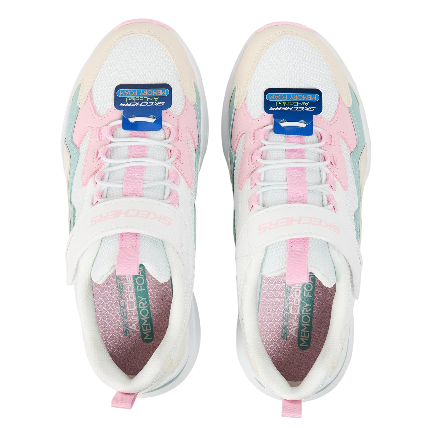White-Pink - Side - Skechers Childrens-Kids Bobs Trainers