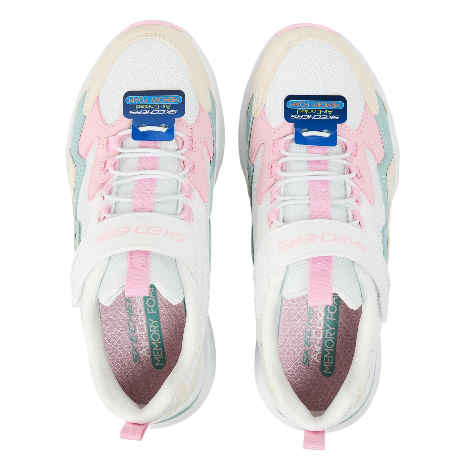 White-Pink - Side - Skechers Childrens-Kids Bobs Trainers